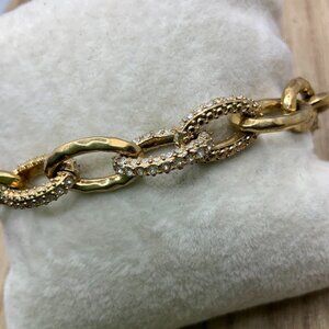 Stella & Dot Christina Gold Tone Rhinestone Link Bracelet